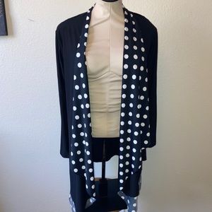 Black polka dot Waterfall cut cardigan